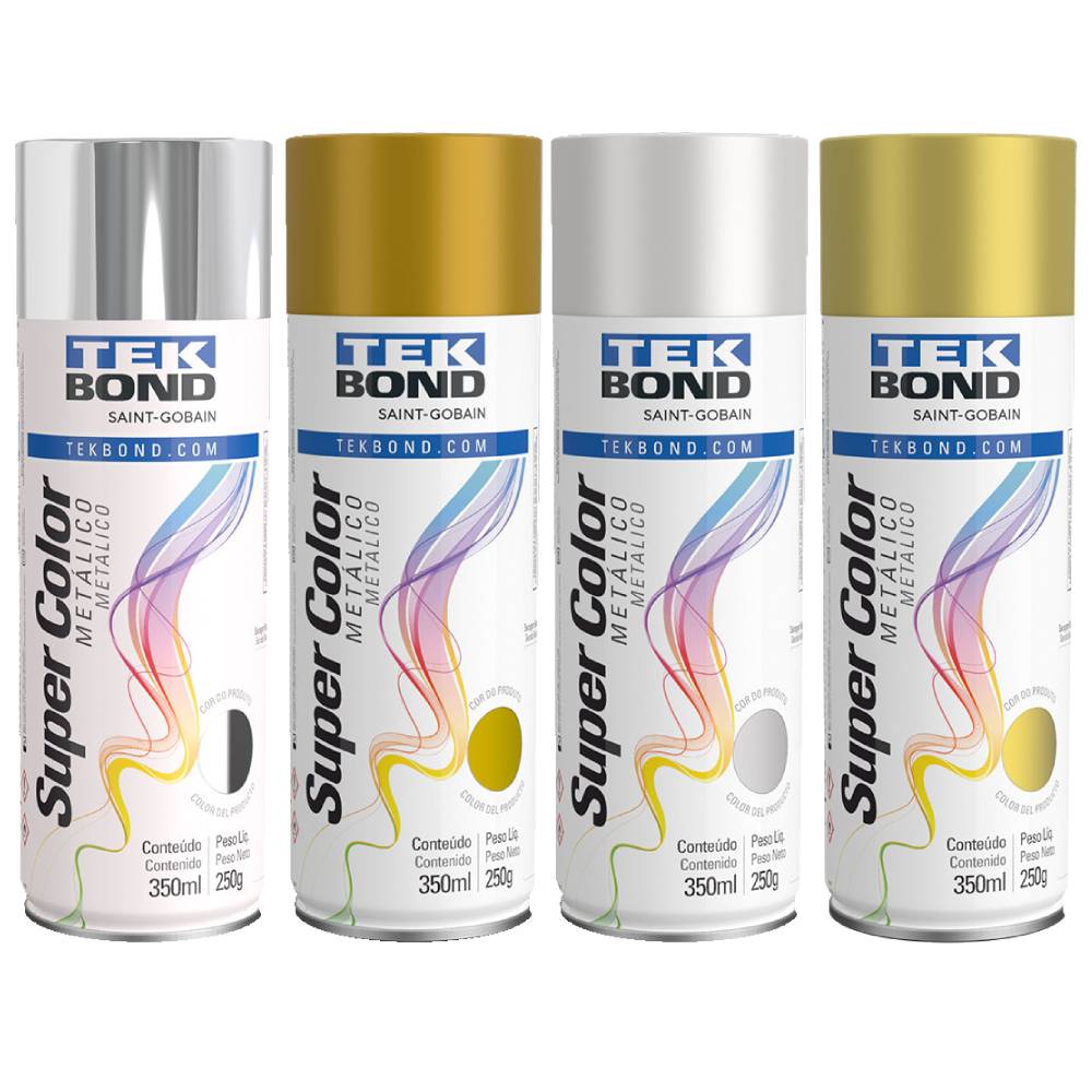 Tinta Spray Super Color Metálico com 350ml TEKBOND